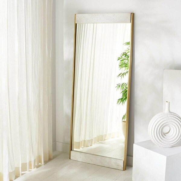 Safavieh 30 x 1.5 x 72 in. Kandi Faux Marble Rectangle Mirror, Brass & White CMI1005A